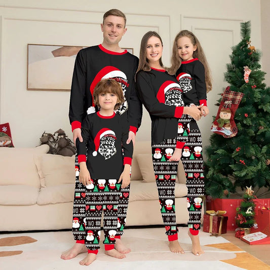 Black Cosy Christmas Pyjama Family Sets