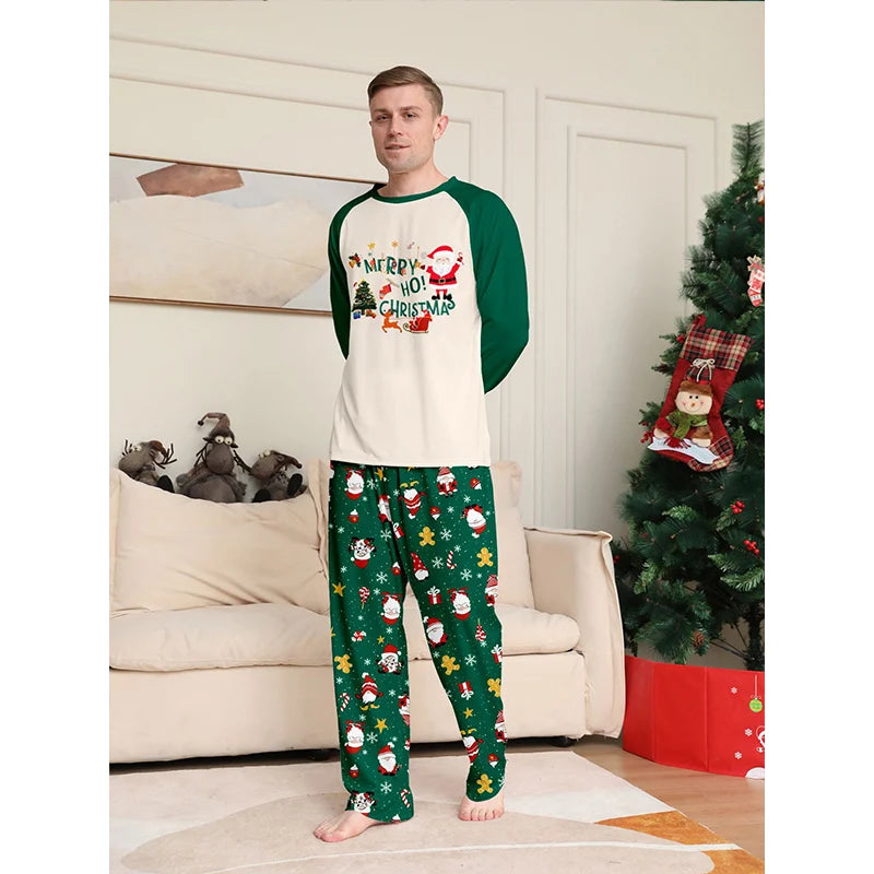 White/Green Cosy Christmas Pyjama Family Sets