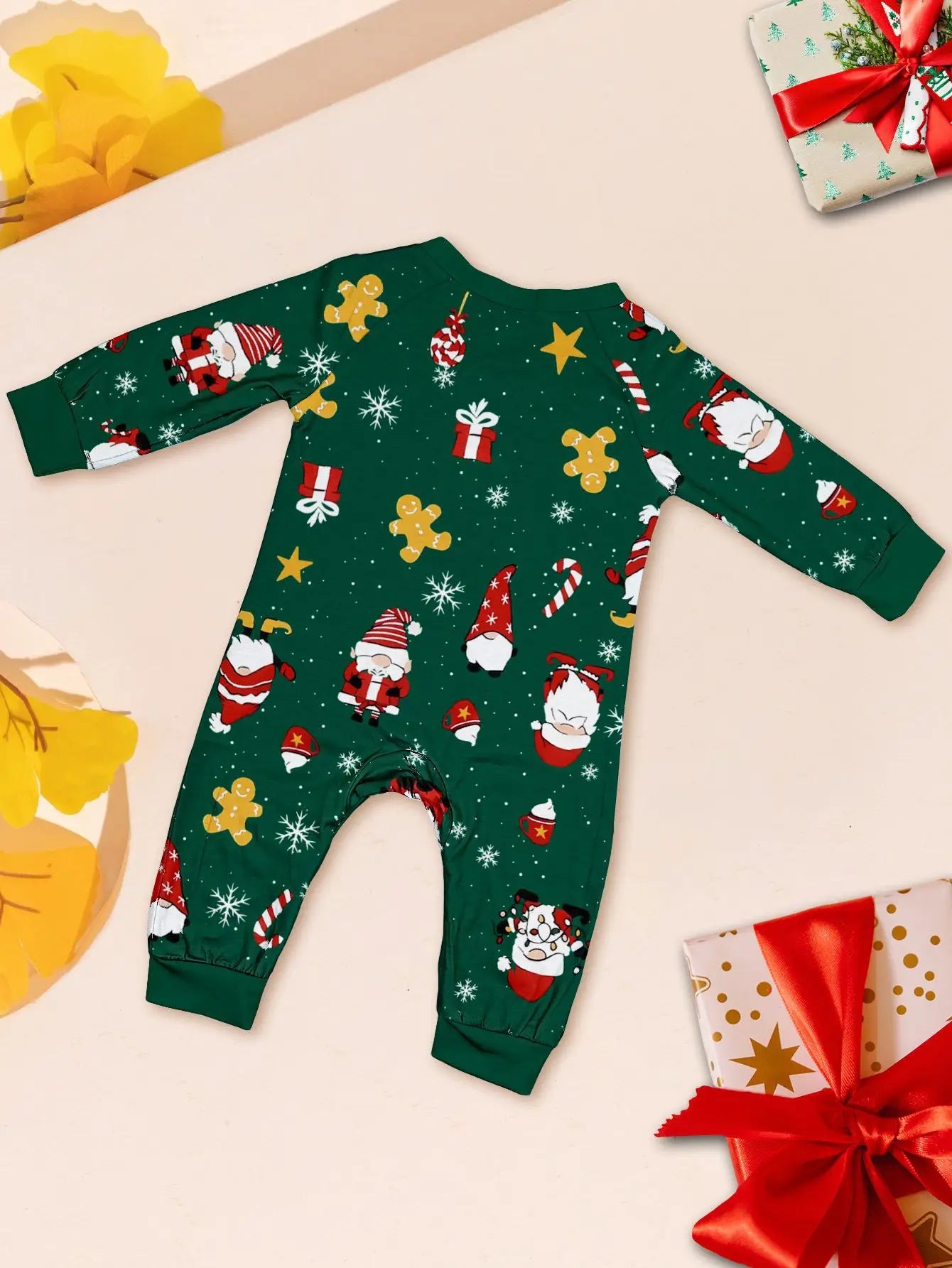 White/Green Cosy Christmas Pyjama Family Sets