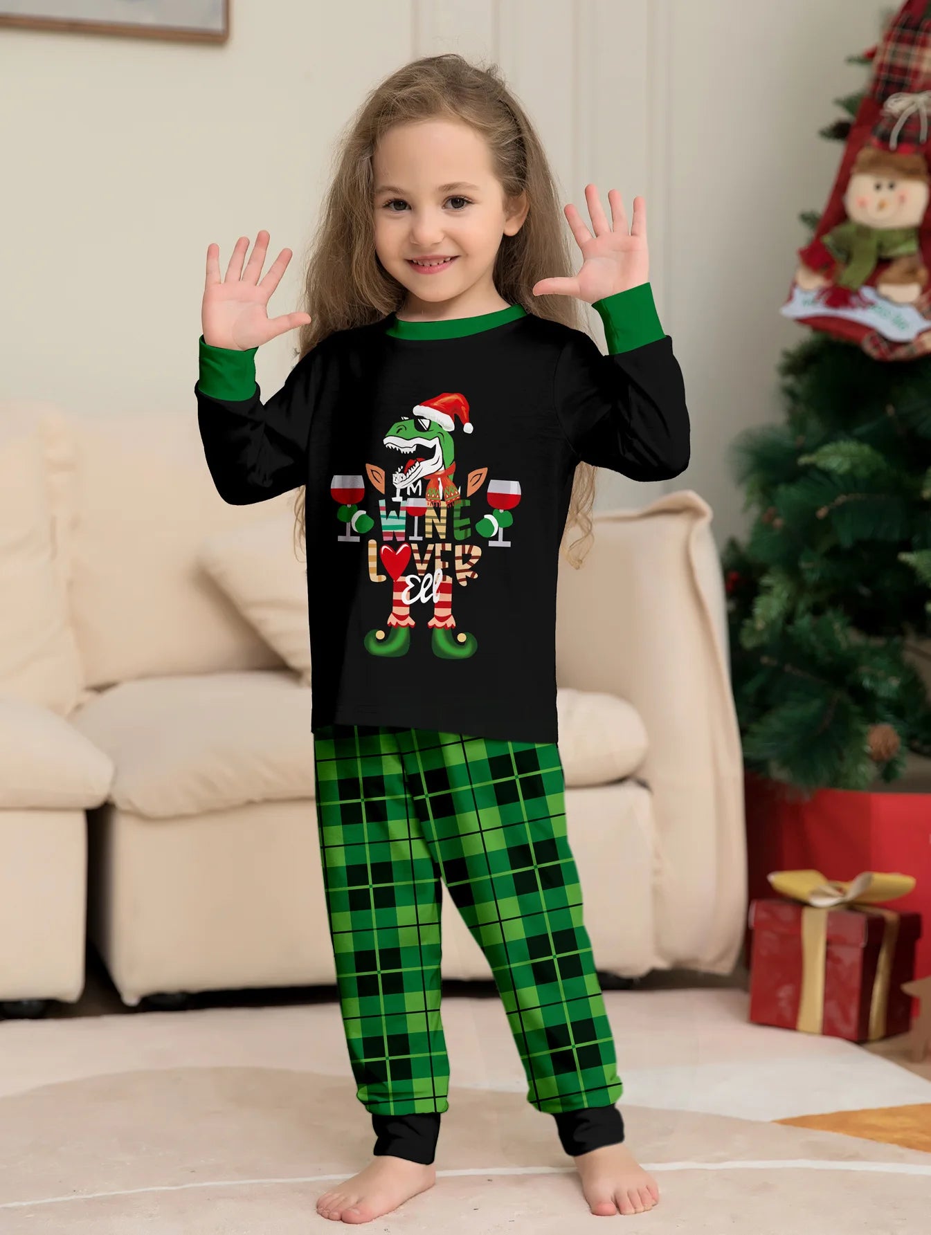 Black/Green Cosy Christmas Pyjama Family Sets